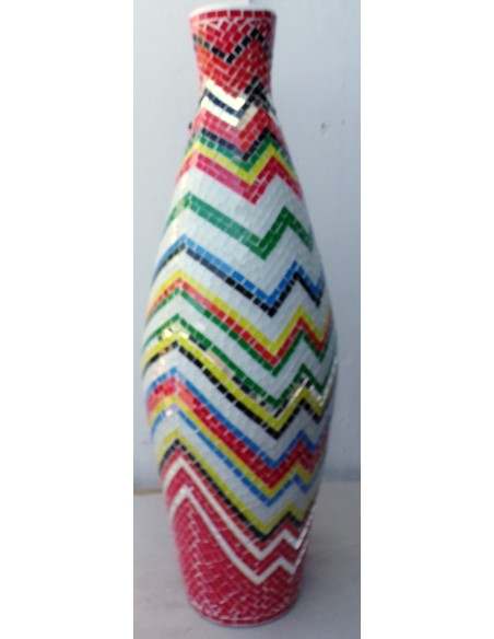 Vaso in ceramica e mosaico di vetro design tipo "missoni" realizzato a mano cm 100x35