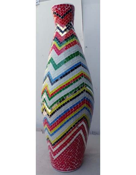 Vaso in ceramica e mosaico di vetro design tipo "missoni" realizzato a mano cm 100x35