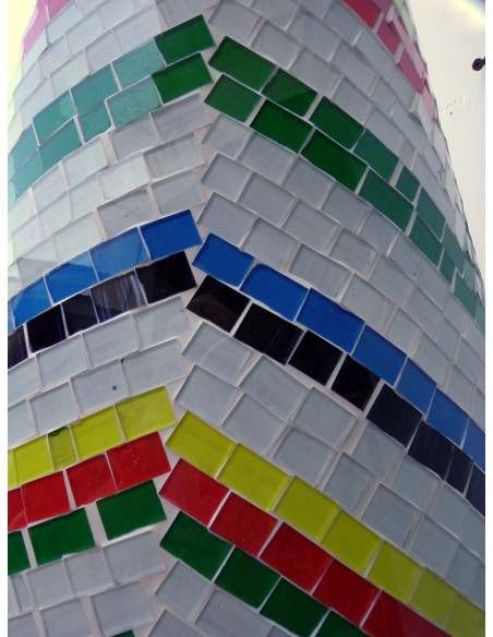 Vaso in ceramica e mosaico di vetro design tipo "missoni" realizzato a mano cm 100x35