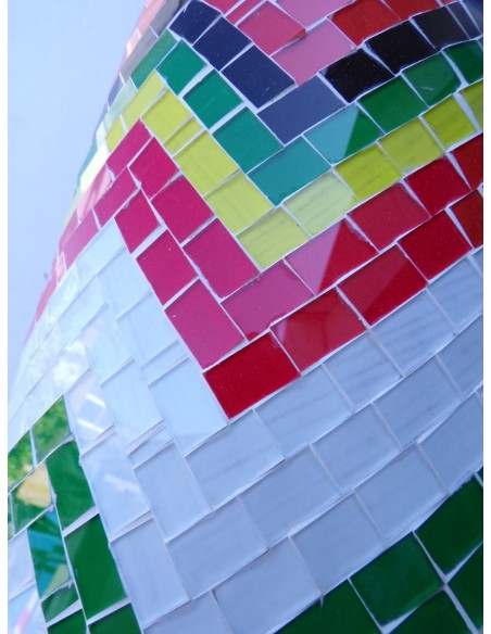 Vaso in ceramica e mosaico di vetro design tipo "missoni" realizzato a mano cm 100x35