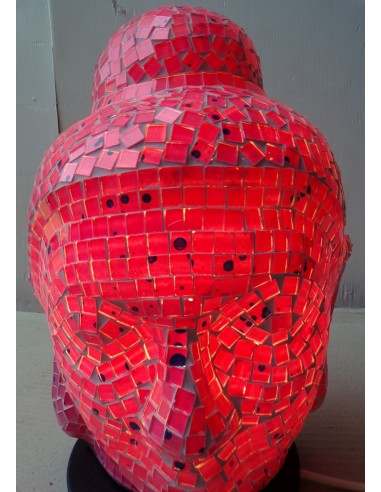 Lampada abatjour Testa di Buddha in resina e...