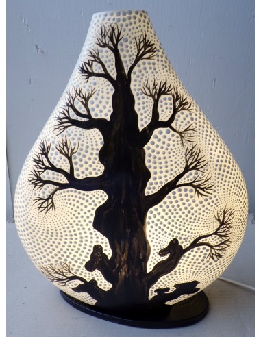 Lampada da tavolo in resina a bottiglia bianca...