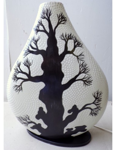 Lampada da tavolo in resina a bottiglia bianca...