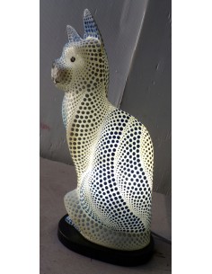 Lampada abatjour gatto cm 30 in resina dipinta con... 2