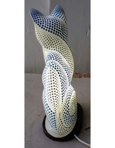 Lampada abatjour gatto cm 30 in resina dipinta...