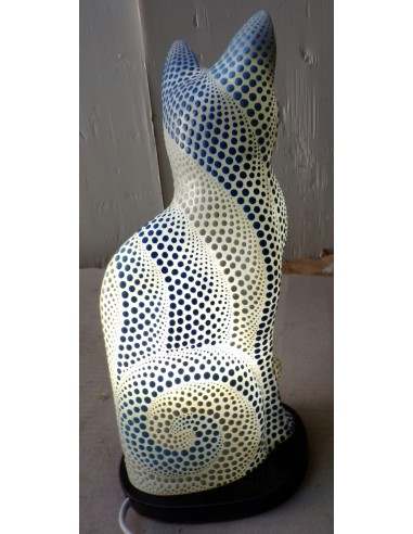 Lampada abatjour gatto cm 30 in resina dipinta...