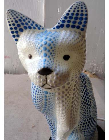 Lampada abatjour gatto cm 30 in resina dipinta...