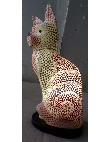 Lampada abatjour gatto cm 30 in resina dipinta...