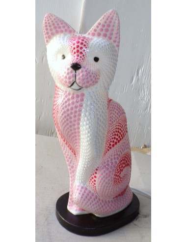 Lampada abatjour gatto cm 30 in resina dipinta...