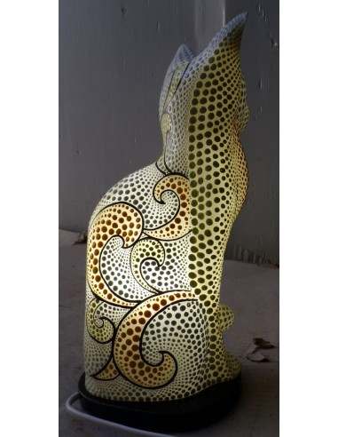 Lampada abatjour gatto cm 30 in resina dipinta...