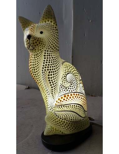 Lampada abatjour gatto cm 30 in resina dipinta...