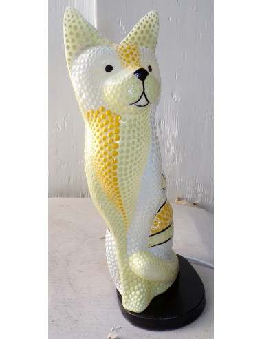 Lampada abatjour gatto cm 30 in resina dipinta...