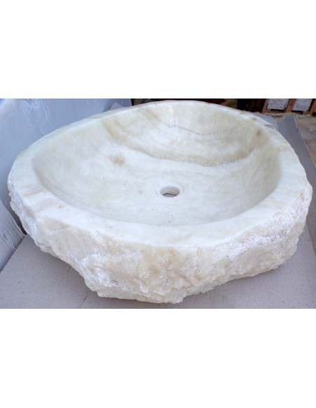 Lavandino in onice trasparente pietra dpm111 cm 50x47x15 crema sasso lavabo sink