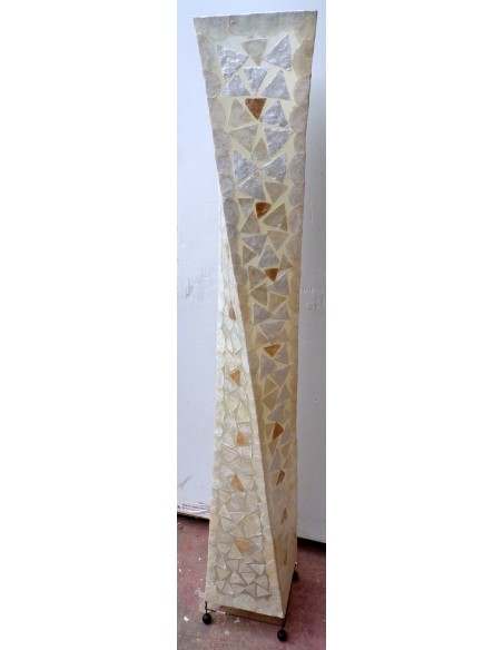 Piantana in resina e conchigila madreperla bianca oro applicata cm 152h sexy