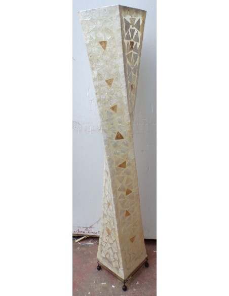 Piantana in resina e conchigila madreperla bianca oro applicata cm 152h sexy