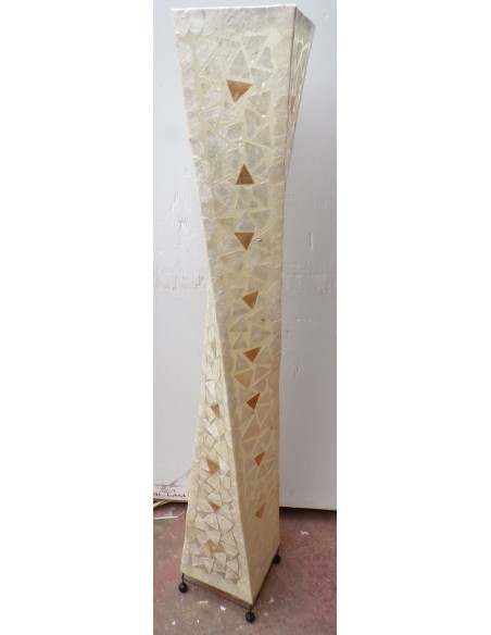 Piantana in resina e conchigila madreperla bianca oro applicata cm 152h sexy