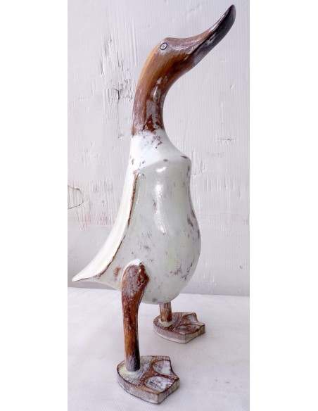 Oca papera in legno veste bianca decapata cm 13x10x30h idea regalo