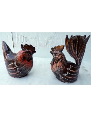 Gallo e Gallina in legno dipinti e creati a...