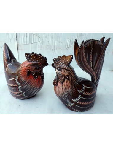 Gallo e Gallina in legno dipinti e creati a...