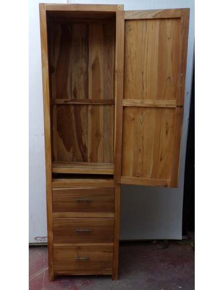 Colonna bagno in Teak massello color naturale cm 50x40x185h industrial