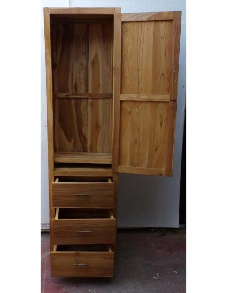 Colonna bagno in Teak massello color naturale cm 50x40x185h industrial