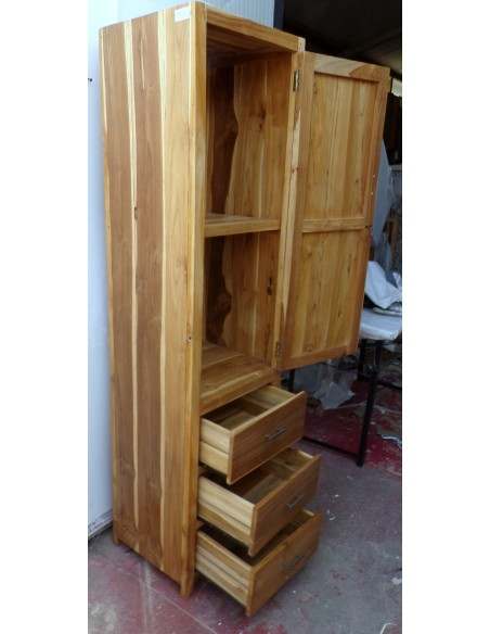 Colonna bagno in Teak massello color naturale cm 50x40x185h industrial