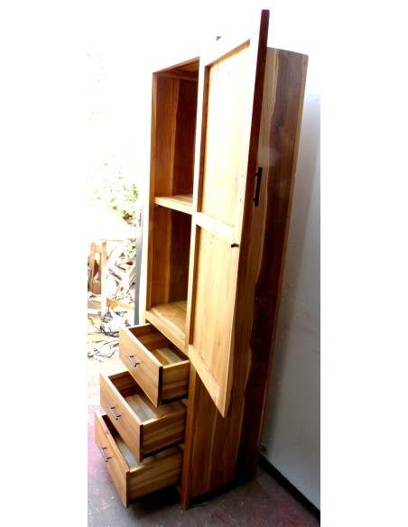 Colonna bagno in Teak massello color naturale cm 50x40x185h industrial