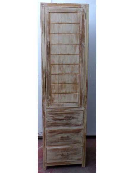 Colonna bagno in Teak massello color decapata bianco cm 50x40x185h industrial mobile bagno