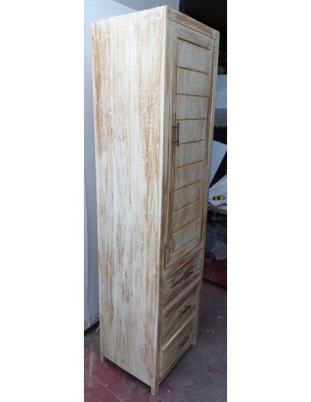 Colonna bagno in Teak massello color decapata bianco cm 50x40x185h industrial mobile bagno