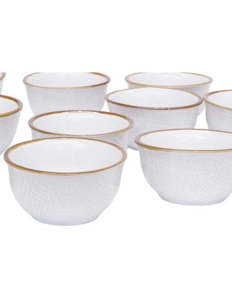 Servizio da 6 ciottole pinzimonio ceramica colorata a mano bianco perla linea mediterraneo novità home gres porcellanato