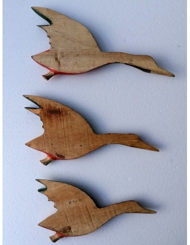 Famiglia di papere in volo germani in legno oca...