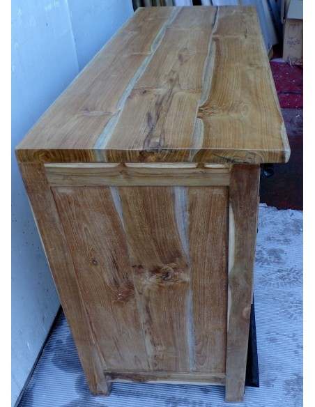 Mobile bagno o porta TV in Teak massello cm 120x45x75h con metallo ante scorrevoli industrial