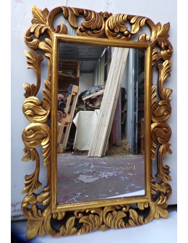 Specchio barocco in legno intarsiato cm 100x70...