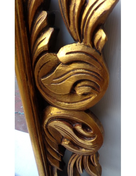 Specchio barocco in legno intarsiato cm 100x70 oro anticato mod. Victoria