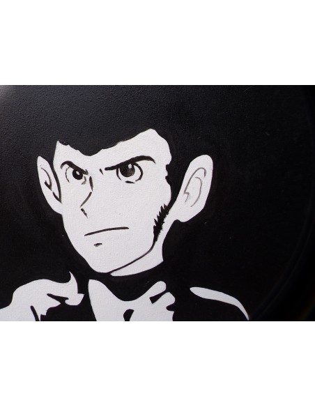 Quadro ritratto di Lupin III e Jigen stilizzato cm 100x90 con pistola pop art moderno arredo dipinto