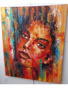 Quadro dipinto pop art ragazza cm120x100 moderno... 2