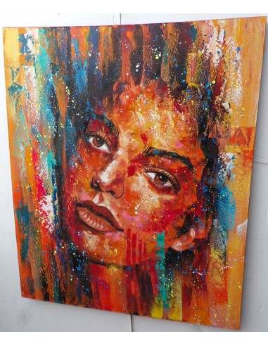 Quadro dipinto pop art ragazza cm120x100...