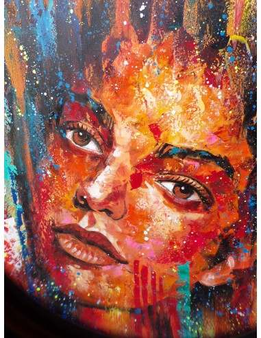 Quadro dipinto pop art ragazza cm120x100...