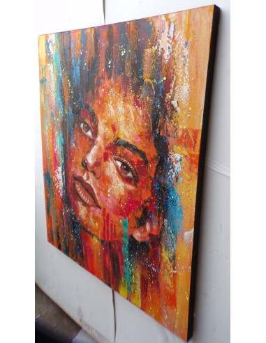 Quadro dipinto pop art ragazza cm120x100...