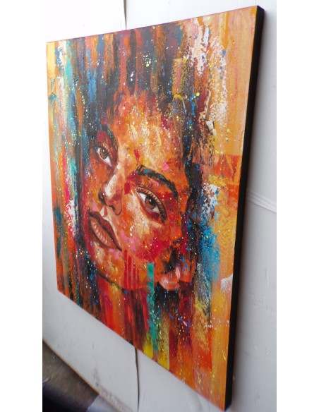 Quadro dipinto pop art ragazza cm120x100 moderno industrial tela pannello donna