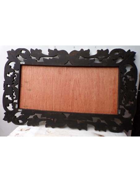 Specchio barocco in legno intarsiato cm 150x90 argento anticato mod. Victoria