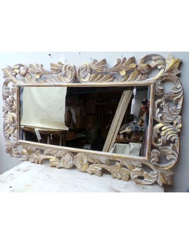 Specchio Made In Italy Rifinito A Mano Specchio Da Parete Ovale Barocco - 50x76 Cm, Colore Rosso, Stile Anticato Specchio Ovale Da Parete