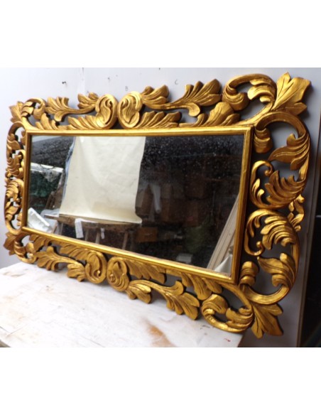 Specchio barocco in legno intarsiato cm 150x90 oro anticato mod. Victoria