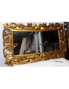Specchio barocco in legno intarsiato cm 150x90 oro...