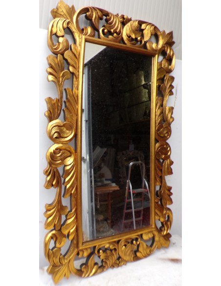 Specchio barocco in legno intarsiato cm 150x90 oro anticato mod. Victoria