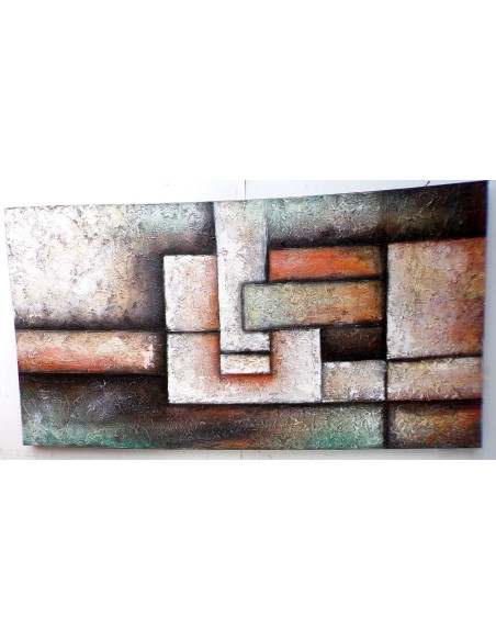 Quadro astratto moderno arredo cm 150x80 dipinto tela materico arancio caldo