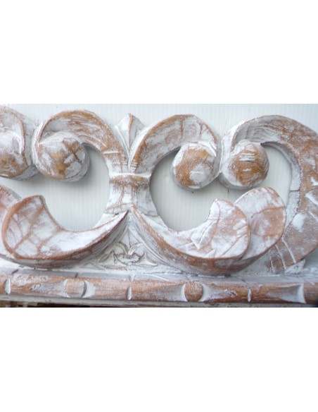 Specchio barocco in legno intarsiato cm 120x80 bianco anticato mod. tommy