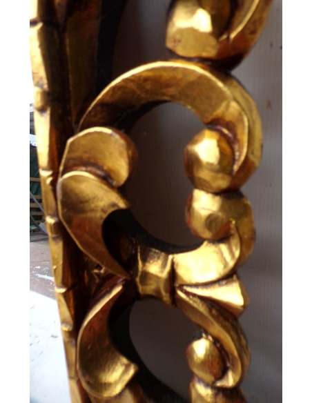 Specchio barocco in legno intarsiato cm 120x80 oro anticato mod. tommy