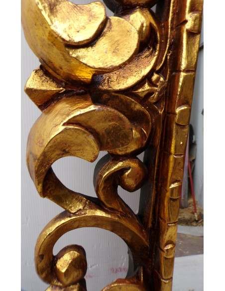 Specchio barocco in legno intarsiato cm 120x80 oro anticato mod. tommy