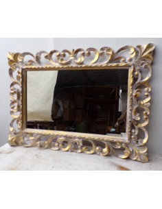 Specchio barocco in legno intarsiato cm 100x70 bianco... 2
